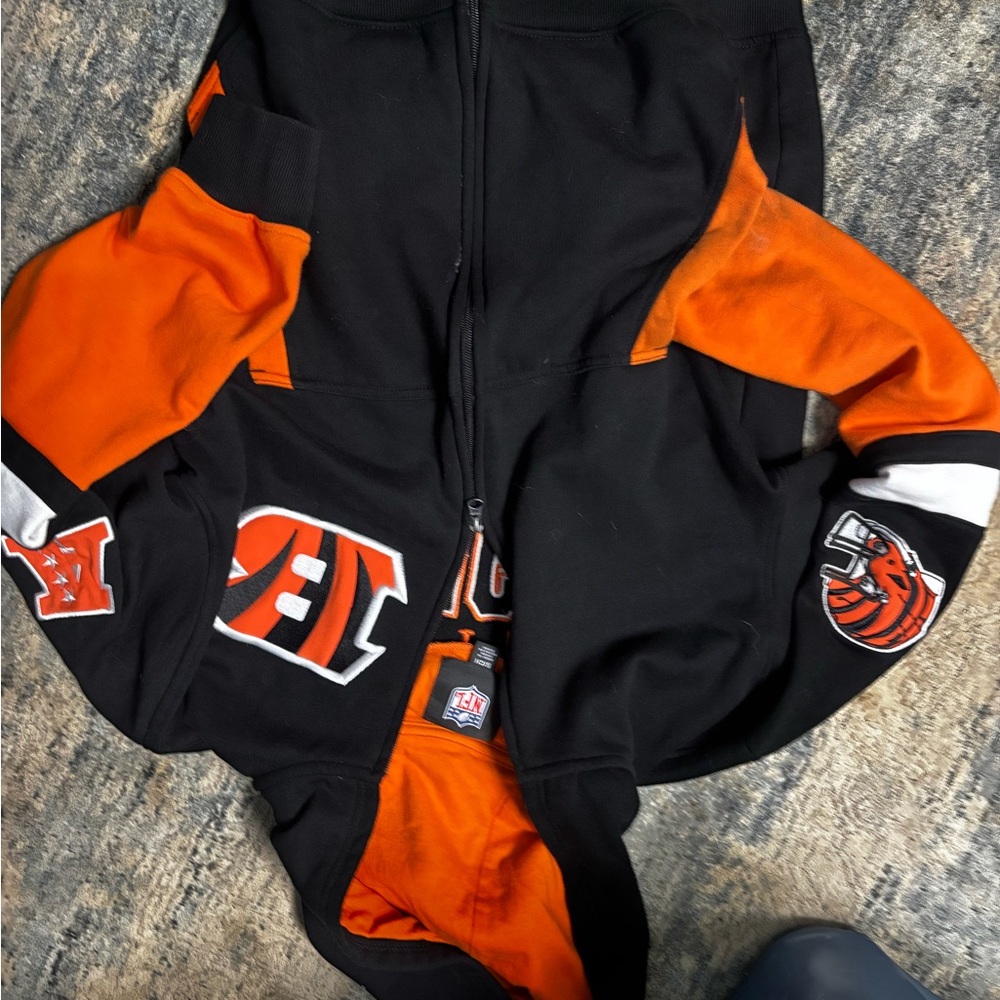 NFL Cincinnati Bengals Black and Orange Varsity Hoodie Jacket